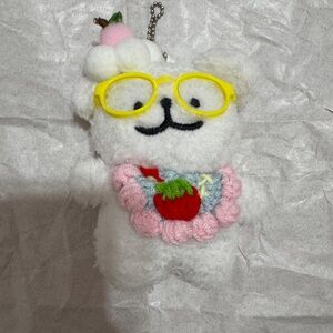 Plush Line Puppy Plush Keychain Bag Charm  with Yellow Glasses